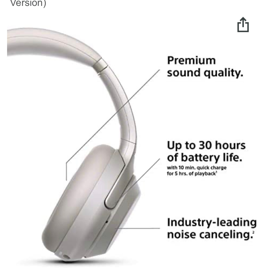 Sony WH1000XM3 Noise Cancelling Headphones : Wireless